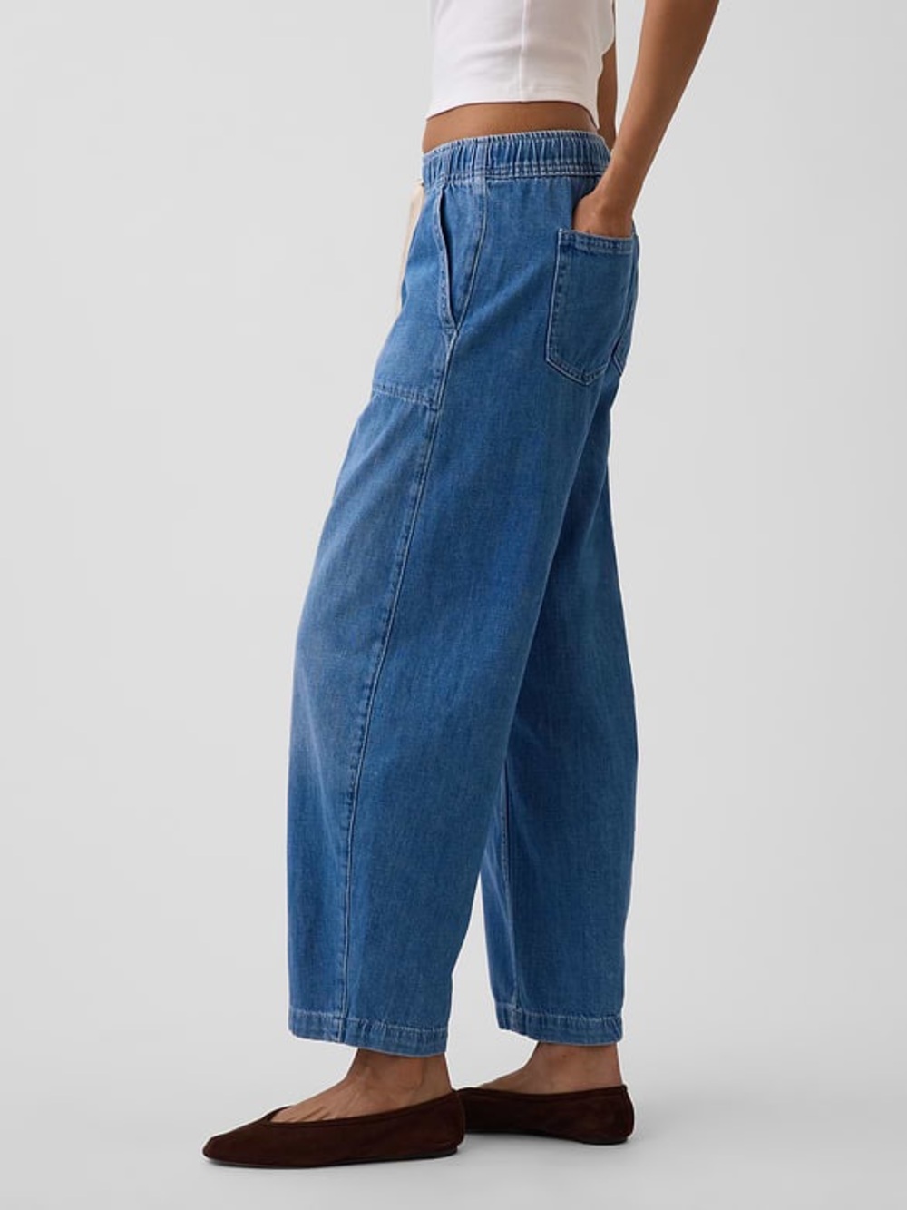 GAP High Rise Easy Barrel Jeans Medium Indigo Size M scandi model off duty - Picture 12 of 15